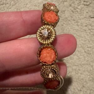 Gold and Orange Floral Bracelet